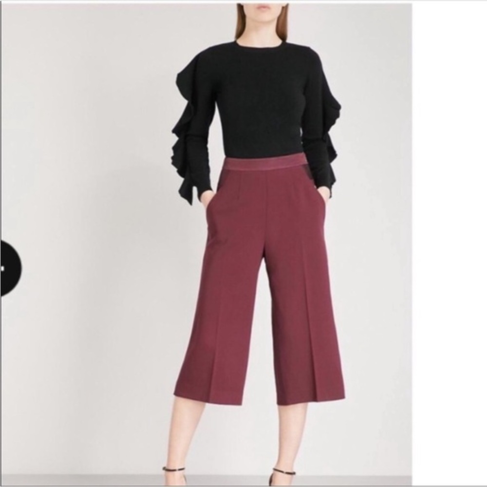 Ted Baker London Black and Burgundy Cropped Pants
